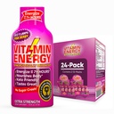 Vitamín Energy B12 11,000% Extra sila Energia Shot Rink Berry 24 Balenie, 260mg Prírodný kofeín, B12 & B6, Nootropný Focus, Vitality, Zero Sugar, Gluten-free, Vegan, Kosher, 1,93 fl oz
