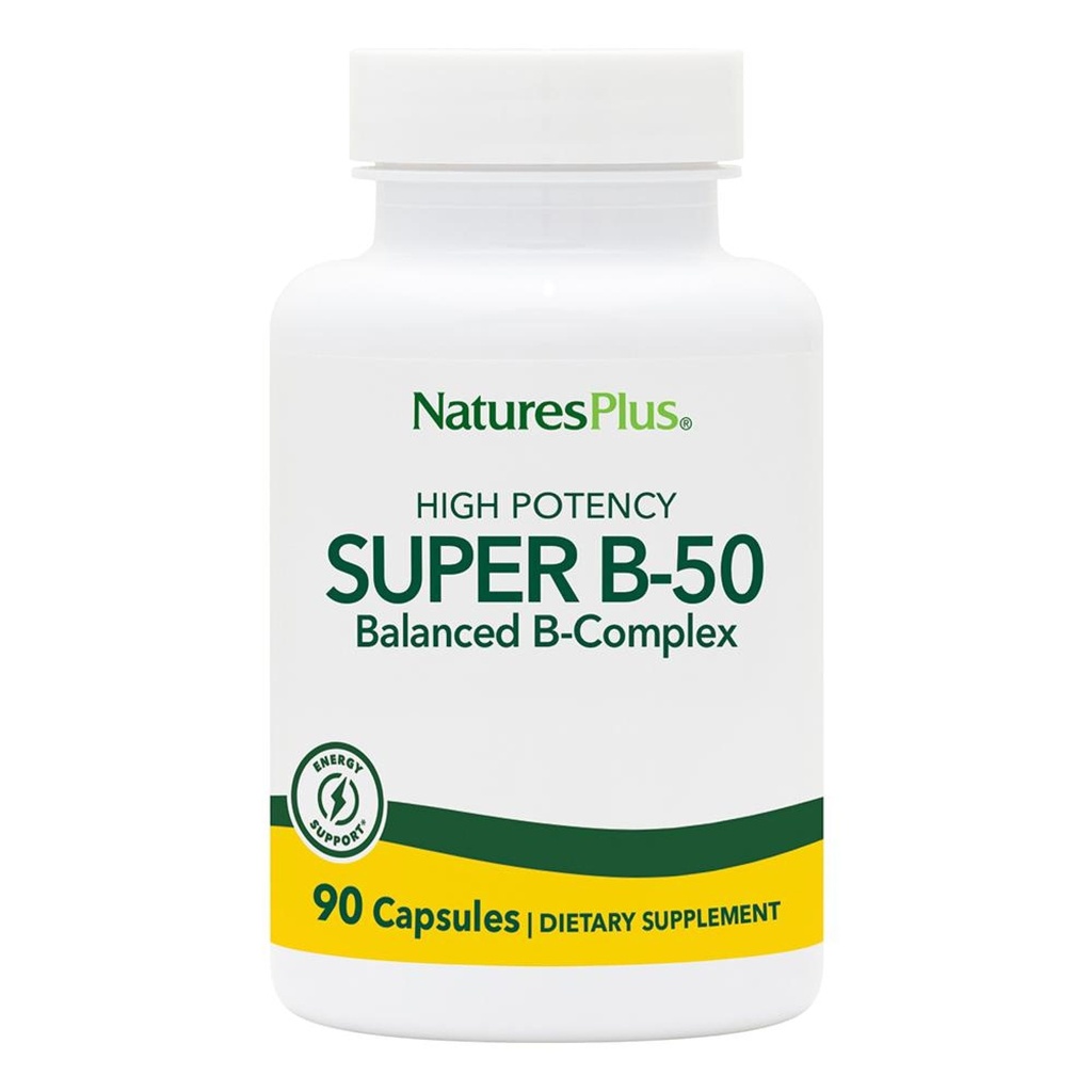 Príroda Plus Super B50-90 Vegetariánske kapsule - Vysoká potencia B komplex vitamínové doplnky - Mozog & Energy Booster - bez lepidla - 90 porcií