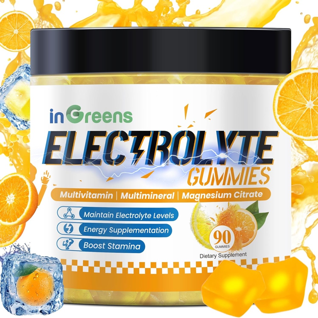 Prírodné elektrolytové guličky so 6 elementárnymi elektrolytmi - obsahuje vitamíny, horčík, elektrolyty, pre bežcov, vytrvalostné športy, hydratačné hydratačné elyty - 90 gumínov