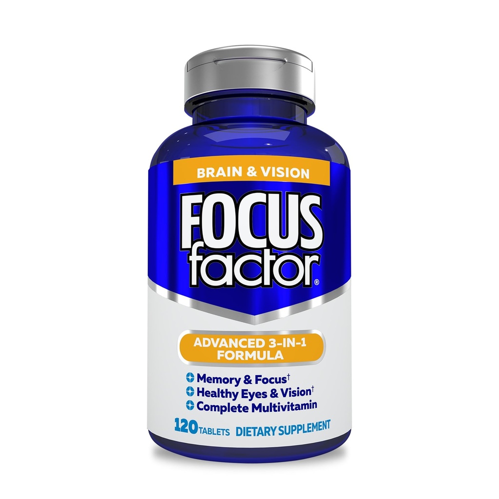 Focus Factor dospelí Brain and Vision Supplement, 120 Gróf - Očný vitamín, Minerálny doplnok a Kompletný multivitamín w/Lutein & Ze Application 