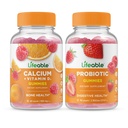 Životaschopný vápnik s vitamínom D + probiotikom 2 miliarda CFU, Gummy Bundle - veľké ochutnávky, vitamínové doplnky, bez lepku, bez GMO, bez žuvačiek