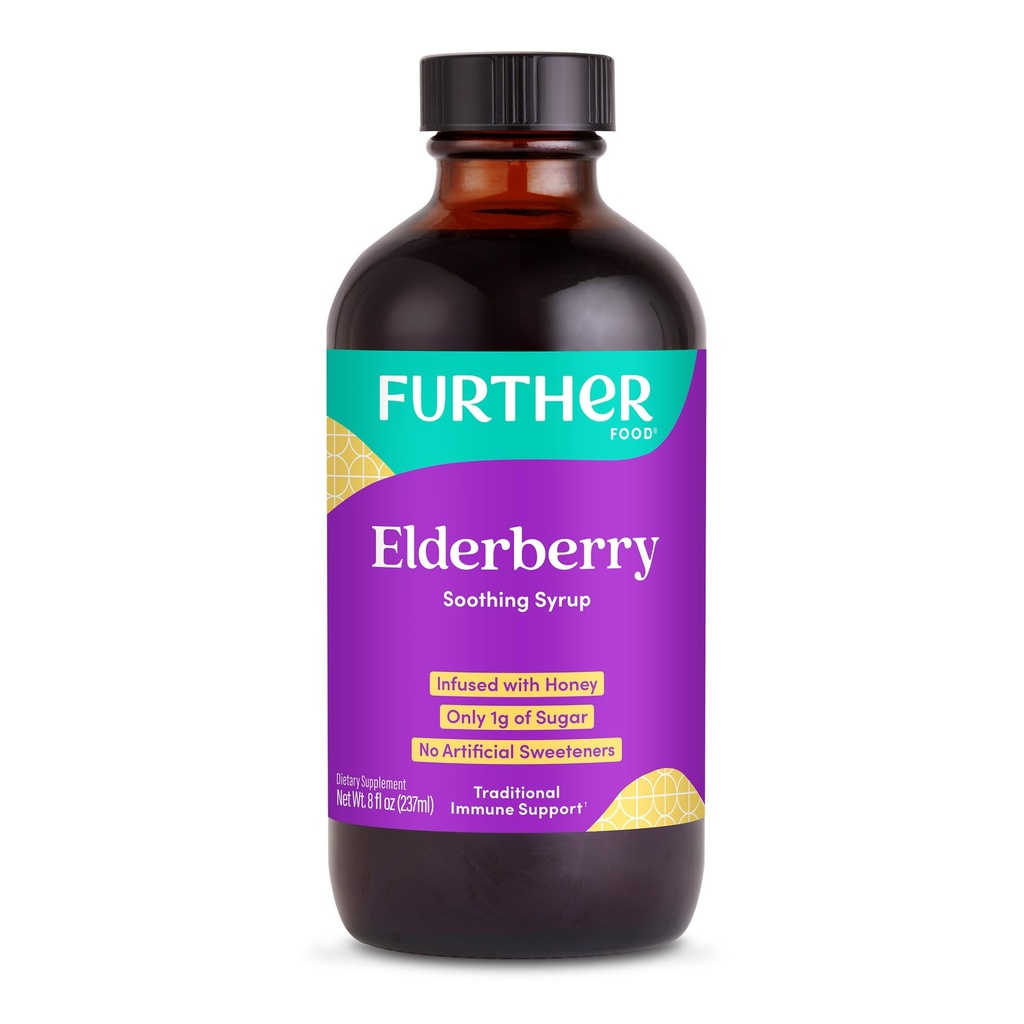 Ďalšie jedlo bazový sirup pre Immune Support, Sambucus bazalky doplnok, Denné bylinné imunitný systém Podpora pre deti a dospelých, lepok zadarmo (8 Fl oz bazalky upokojujúci sirup)
