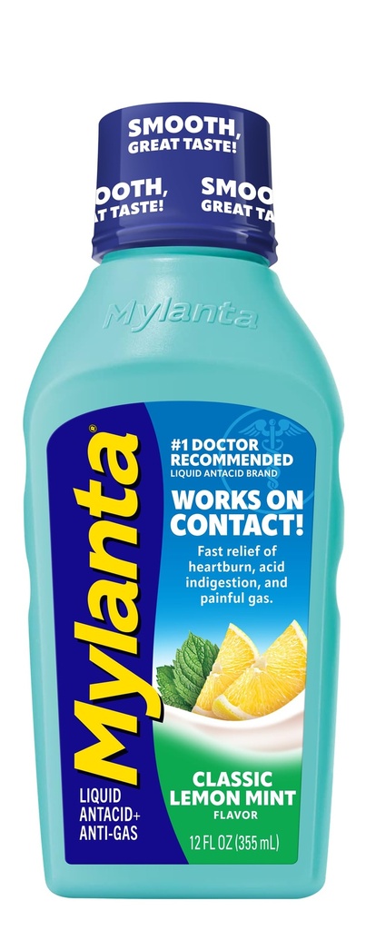 Mylanta Úľava od pálenia záhy a plynu, tekutý antacidum, klasická aróma, 12 Fluid Ounce