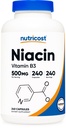 Nutricost Niacin (vitamín B3) 500 mg, 240 kapsúl - s Flushing, non- GMO, bez lepidla