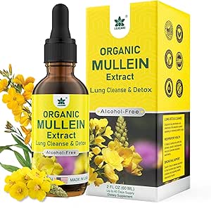 Mullein kvapky pre Pľúca, Mullein Leaf extrakt bylinné doplnky, Prírodné Pľúcne čistenie, Respiračné a imunitné podpora, Dýchanie zdravie, Tinktúra s marshmallow, bazový olej - 2 fl Ounces