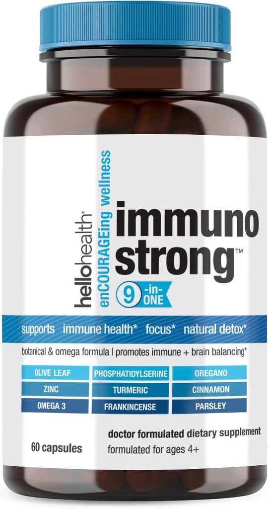 Denná imunitná podpora Doplnkové Immunostrong 10-in-1 Imunita Vitamíny s Immuno-booster Oregano, Olive Leaf, Upokojujúce Antioxidant Omega 3, kurkumín a zinok Vitamíny pre dospelých a deti -60
