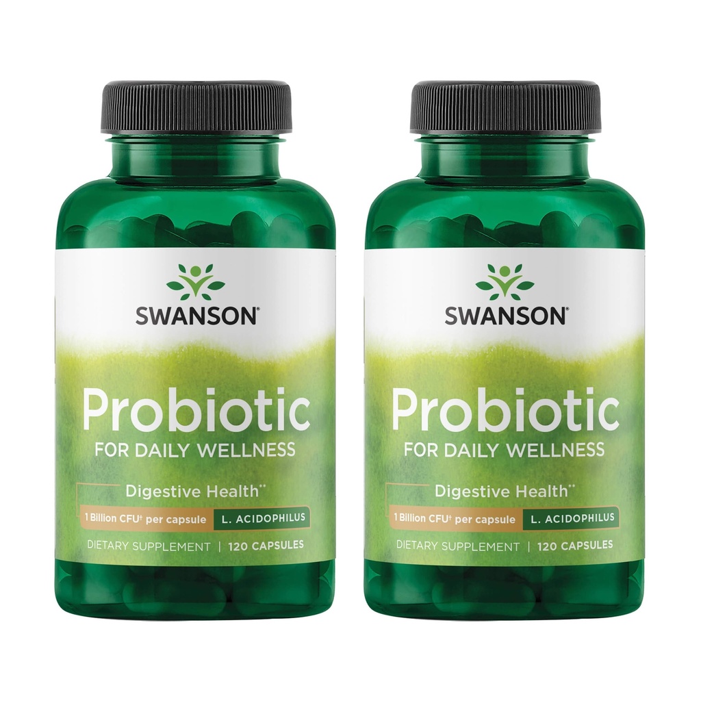 Swanson Probiotic - Digestive Health Supplement w/ 1 Milión CFU na kapsule - Natural Formula Supporting Bowel Regularity & Daily Wellness - (120 Kapsule) (2 balenia)