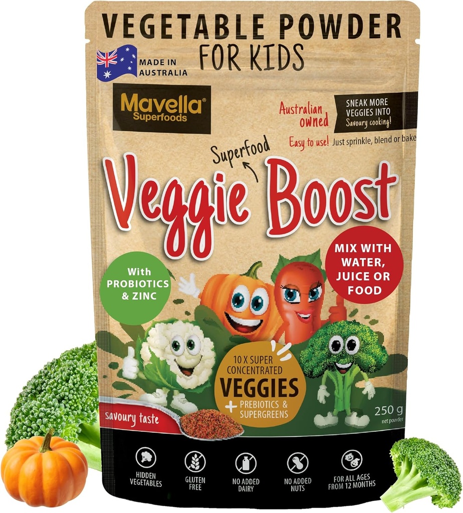 Rastlinný prášok pre deti Veggie Boost Probiotiká vlákna Super Greens Pea Protein Nutritive Supplement Savoury Ochutený 8.82oz (250g)