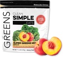 Clean Simple je Super Greens Powder, prirodzene ochutené zelené prášok s chlórella, Spirulina, Superfoods & Prebiotické Fiber, žiadne umelé zložky, bez lepidla, broskyňová zelená chuť, 30 Srvgs