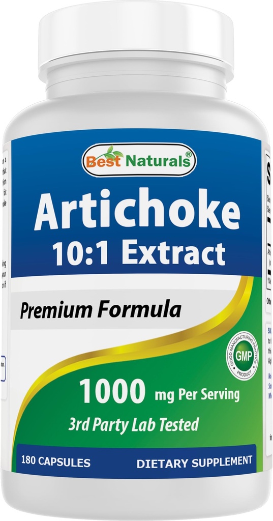 Najlepšie Naturals Artičoke Extract 1000 mg Per Serving- 3. Party Lab Tested - 180 Kapsule