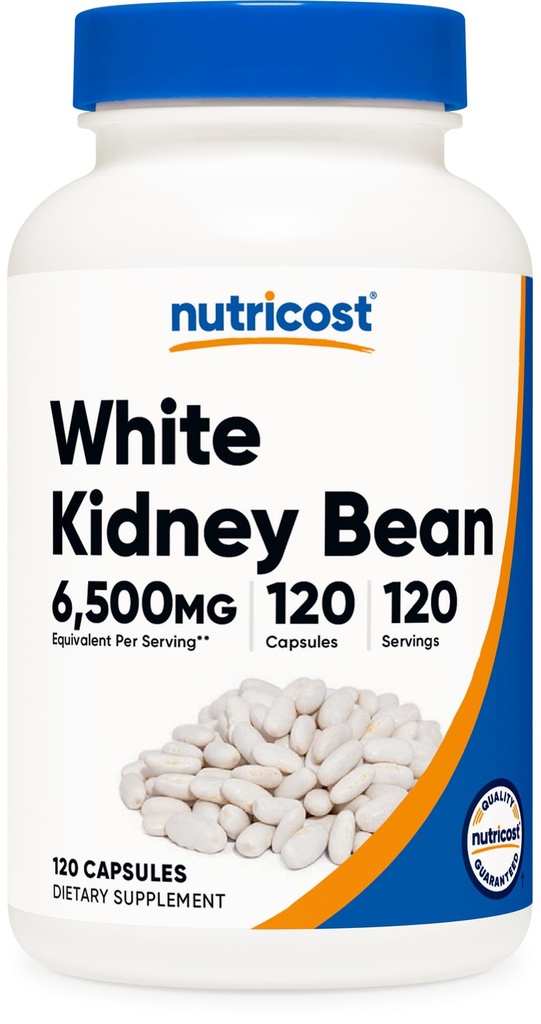 Nutricost Biela Obličková fazuľa Kapsule 6,500mg Rovnocenné, 120 Kapsule - Vegetariánske Caps, Gluten Free and GMO Free
