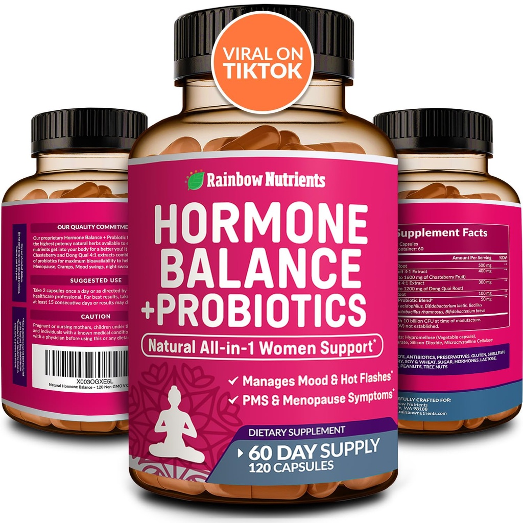 Hormone Balance + Probiotiká pre ženy-prírodné Menopauza Relief, Manažment hmotnosti, Bloating, Horúce Flash, PMS 