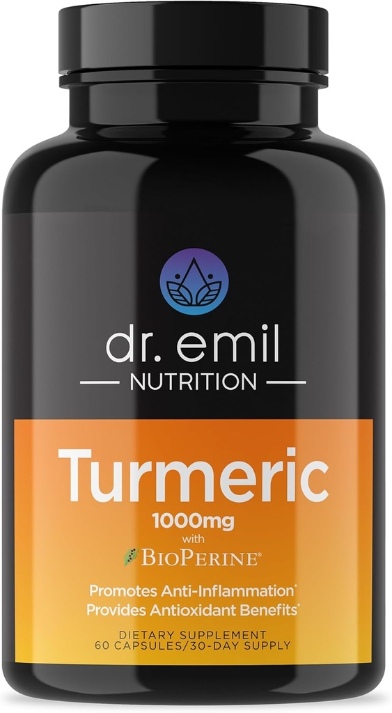 DR. EMIL NUTRITION Turmeric Curcumin s Black Pepper Supplement - Turmeric Kapsule s BioPericine od Easy Absorpcia - 1000mg Turmerica Supplement, 60 Kapsule