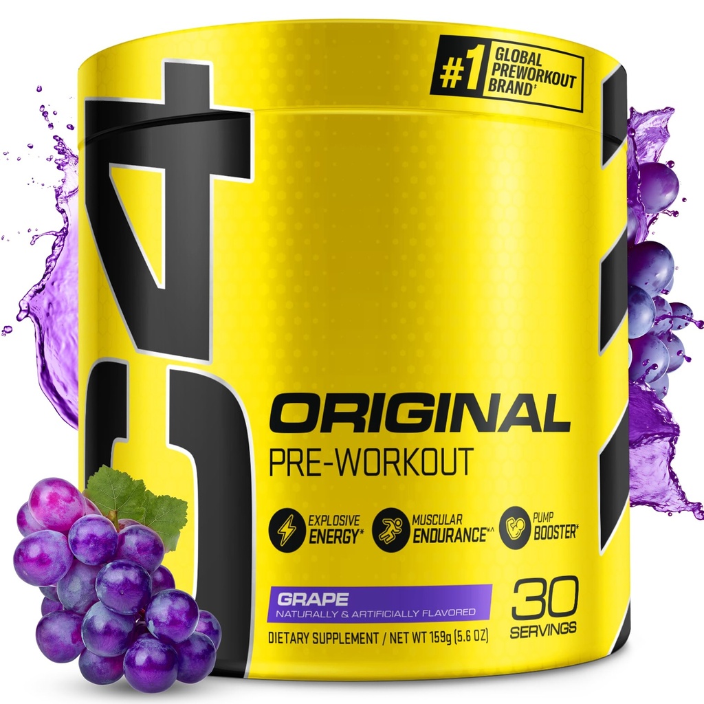 Cellucor C4 Original Pre Workout Powder Grape Sugar Free Preworkout Energy for Men & Women 150mg Caffeine + Beta Alanine + Creatin - 30 Servings (Backaging May Vary)