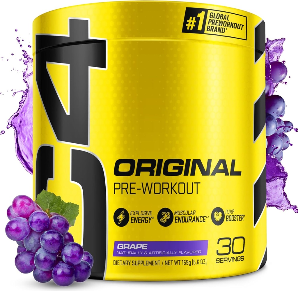 Cellucor C4 Original Pre Workout Powder Grape Sugar Free Preworkout Energy for Men & Women 150mg Caffeine + Beta Alanine + Creatin - 30 Servings (Backaging May Vary)