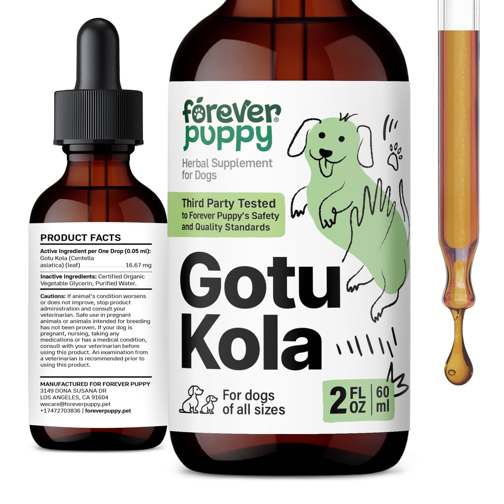 Forever Puppy Gotu Kola kvapky pre psy - Centella Asiatica & Gotu Kola extrakt pre podporu zdravia mozgu - Liquid Brain Supplement pre psy všetkých plemien a veľkostí - 2 oz