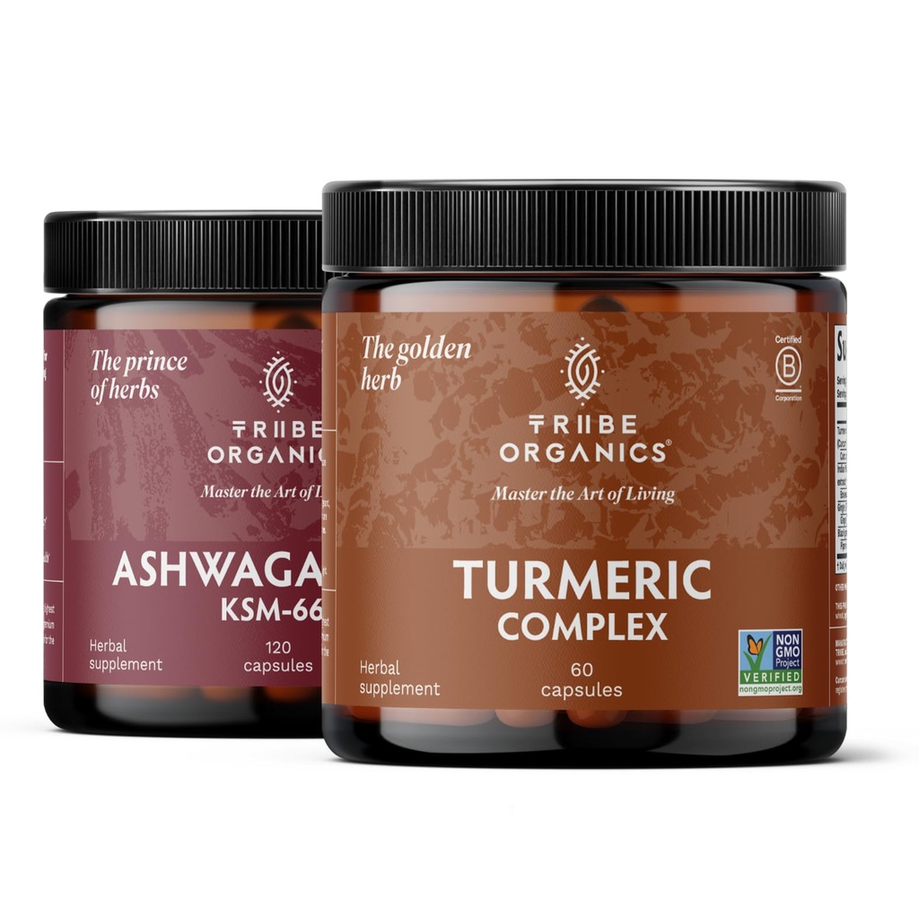 TRIBE ORGANICS Balance Duo - KSM-66 Ashwagandha 120ct + Turmerica Curcumin C3 Complex 120ct