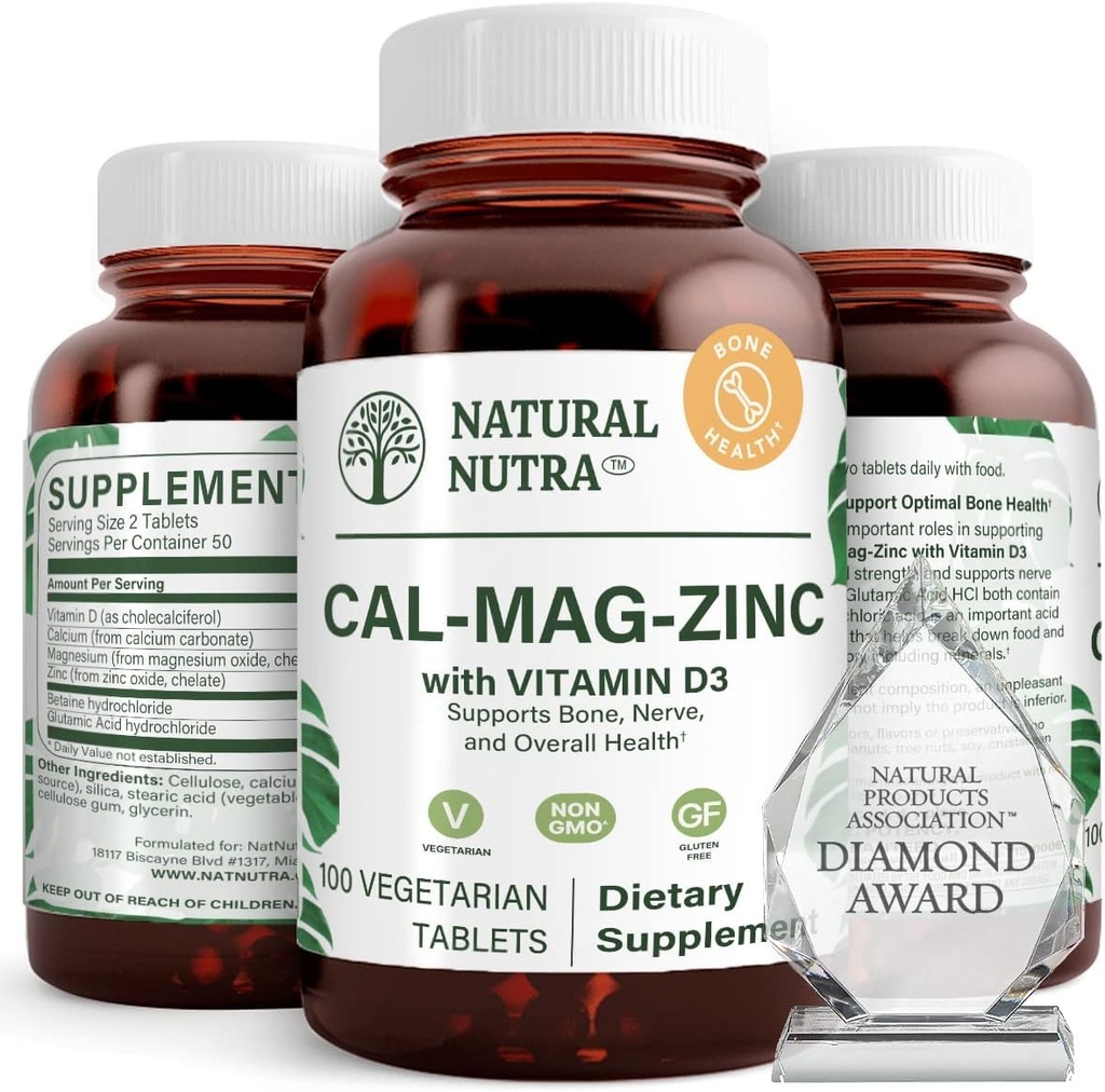 Prírodné Nutra horčíka Zinok doplnok s vitamínom D3 pre kosť a svalovú silu, podporuje Nerve zdravie, zvýšiť vaše zažívanie, bez lepku, bez cukru, 100 tabliet (dávka 2)