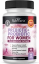 Prebiotiká a probiotiká pre ženy - s Black Cohosh a Red Clover pre Gut, Vaginal a Immune Health Support, Celopotravinové Digestívne Enzymes Kapsule, Lactobacillus Probiotic Supplement, 60 Počet