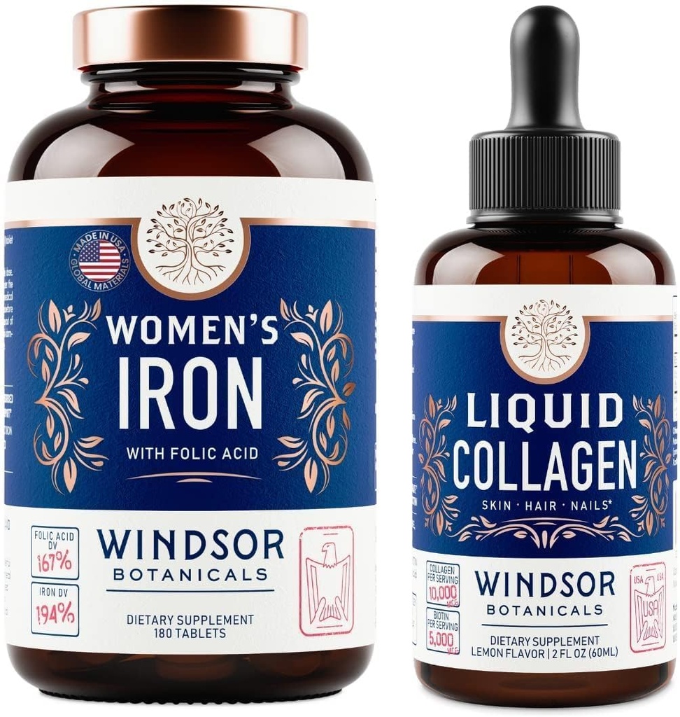 WINPBERR BOTANICALS Tekutý kolagén a železo pre ženy Beaty a Wellness Bundle