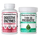 CHOICE lekára - Beat Bloat + Podpora Manažment hmotnosti Bundle: Tráviace enzýmy + Tenké-30 Probiotické