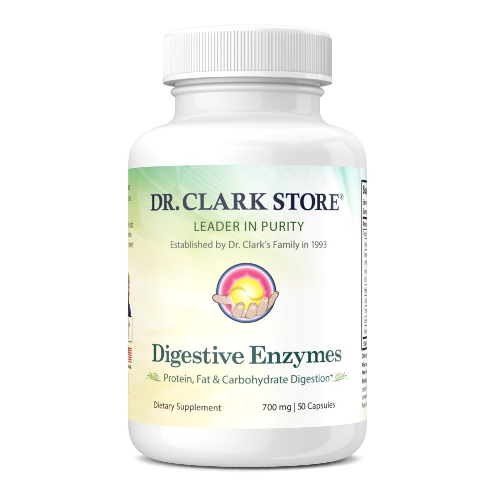 Dr. Clark Digestive Enzymes Supplement 700mg, 50 Želatína Kapsule, Podporuje trávivé zdravie & Gut funkcie