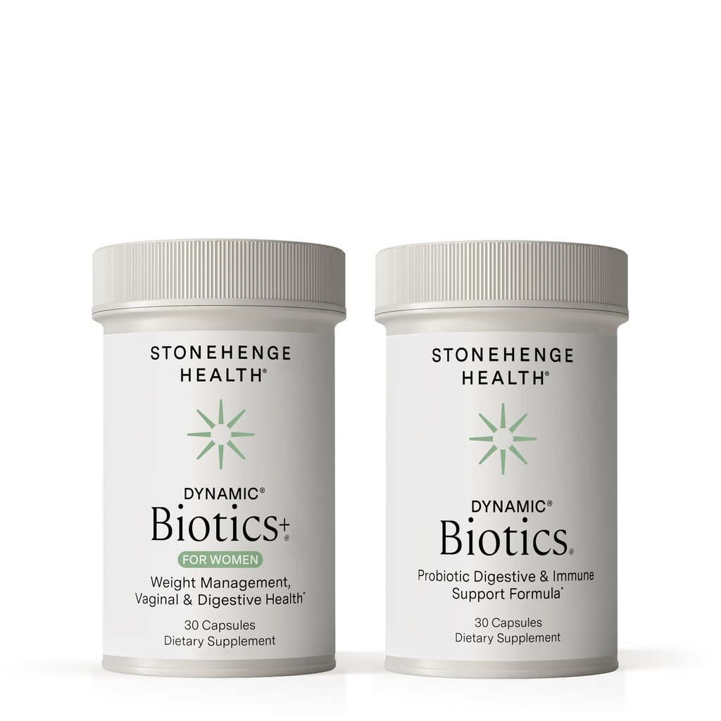 Stonehenge Health Dynamic Biotics+ for Women + Dynamic Biotics Probiotiká Supplements to Support Digestive & Feminine Health