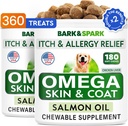 BARK&SPARK (pack of 2 Omega 3 for Psi - 360 Fish Oil Chews for Dog Shedding, Skin Alergy, Ich Relief, Hot Spots Treatment - Joint Health - Skin & Coat Supplement - EPA&DHA Mastné kyseliny