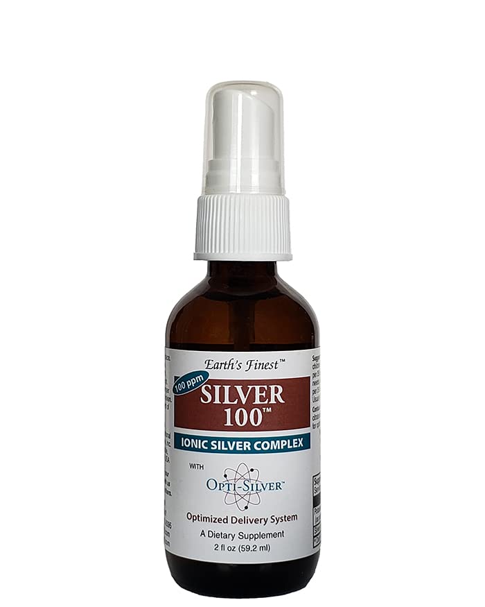 Silver 100 Ionic Silver Complex s Opti-Silver Optimised Delivery System for Immune Support - 100 ppm, 2oz (59.2ml) - Spray
