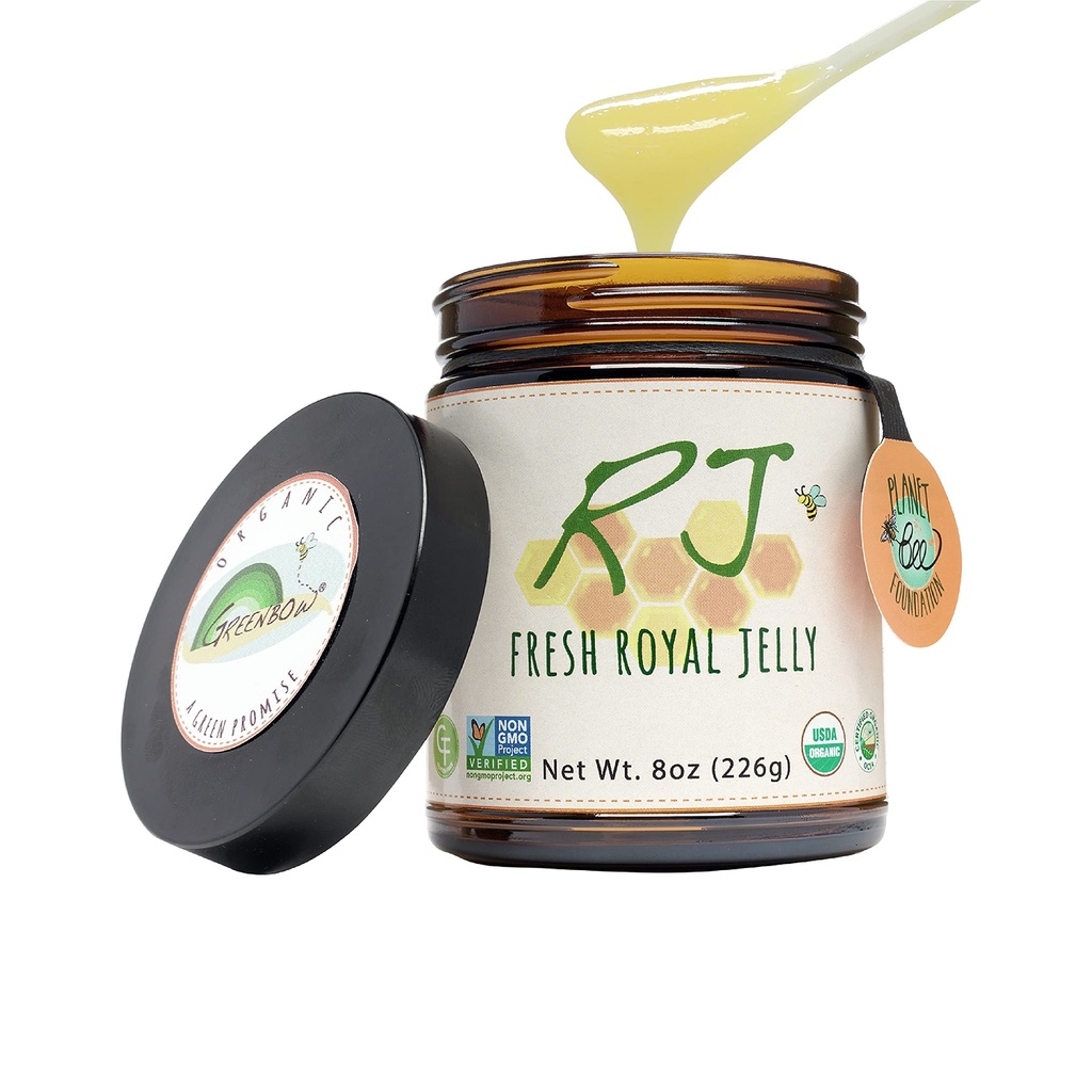 Greenbow Organic Fresh Royal Jelly - 100% USDA Certified Organic, Non-GMO, Halal, Pure, Gluten Free - jeden z najviac výživy balené - (226g)
