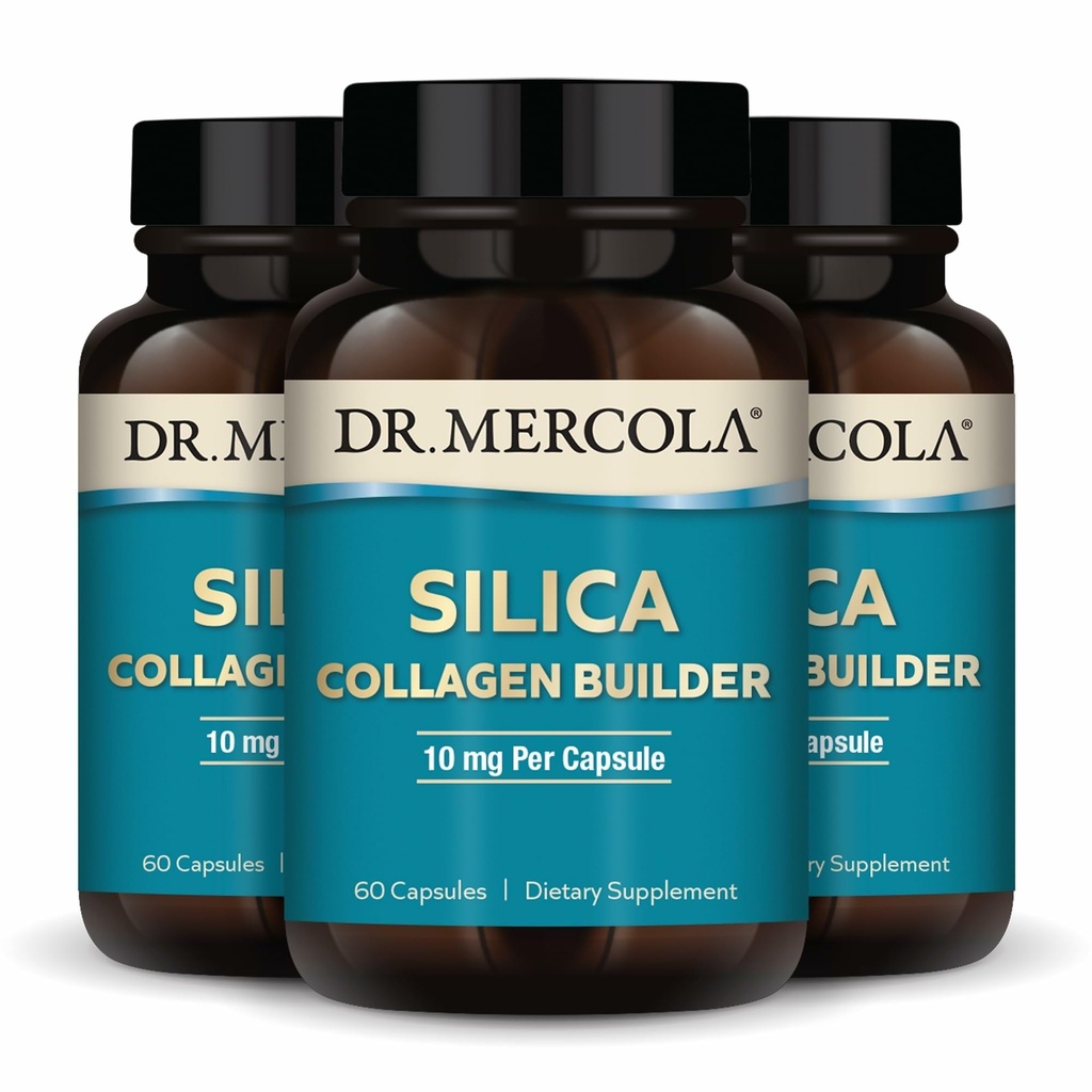 Dr. Mercola Silica Collagen Builder - Rastlinné na báze kremičitého doplnok na podporu kože, vlasov, nechtov a kostí zdravie - non-GMO, Gluten-Free & Soy-Free - 180 Kapsule (90 Servings)