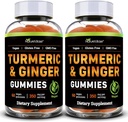 Prírodná základná kurkuma a zázvor Gumies pre dospelých (2 balenia) - Tumeric Curcumin doplnok k podpore Spoločné zdravie a imunitná podpora - 120 Vegan Gummies