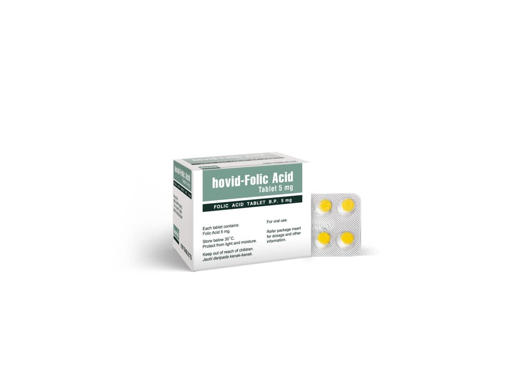 HOVID kyselina listová 5Mg 100 tabliet (balenie 3 krabíc po 100 tabliet)