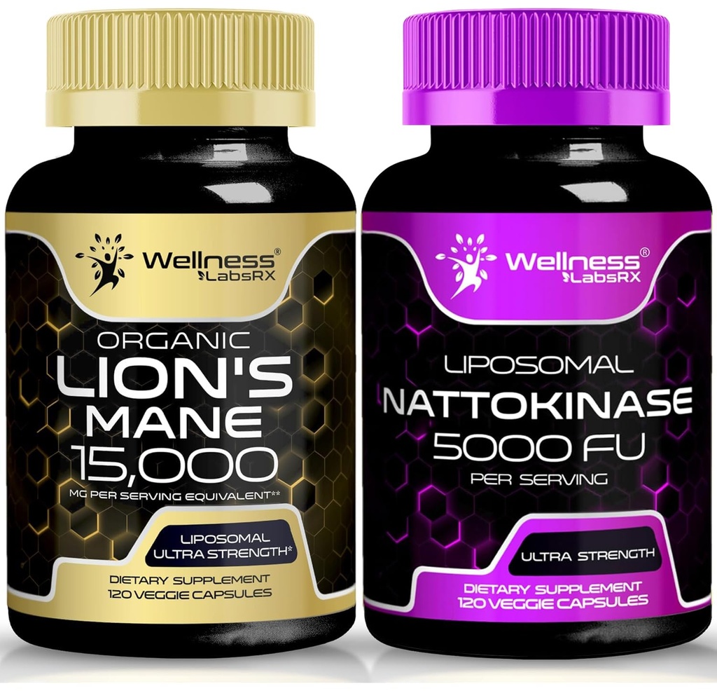 WELLNESS LABSRX Lions Mane Supplement Kapsule s Nattokinázou Kapsule