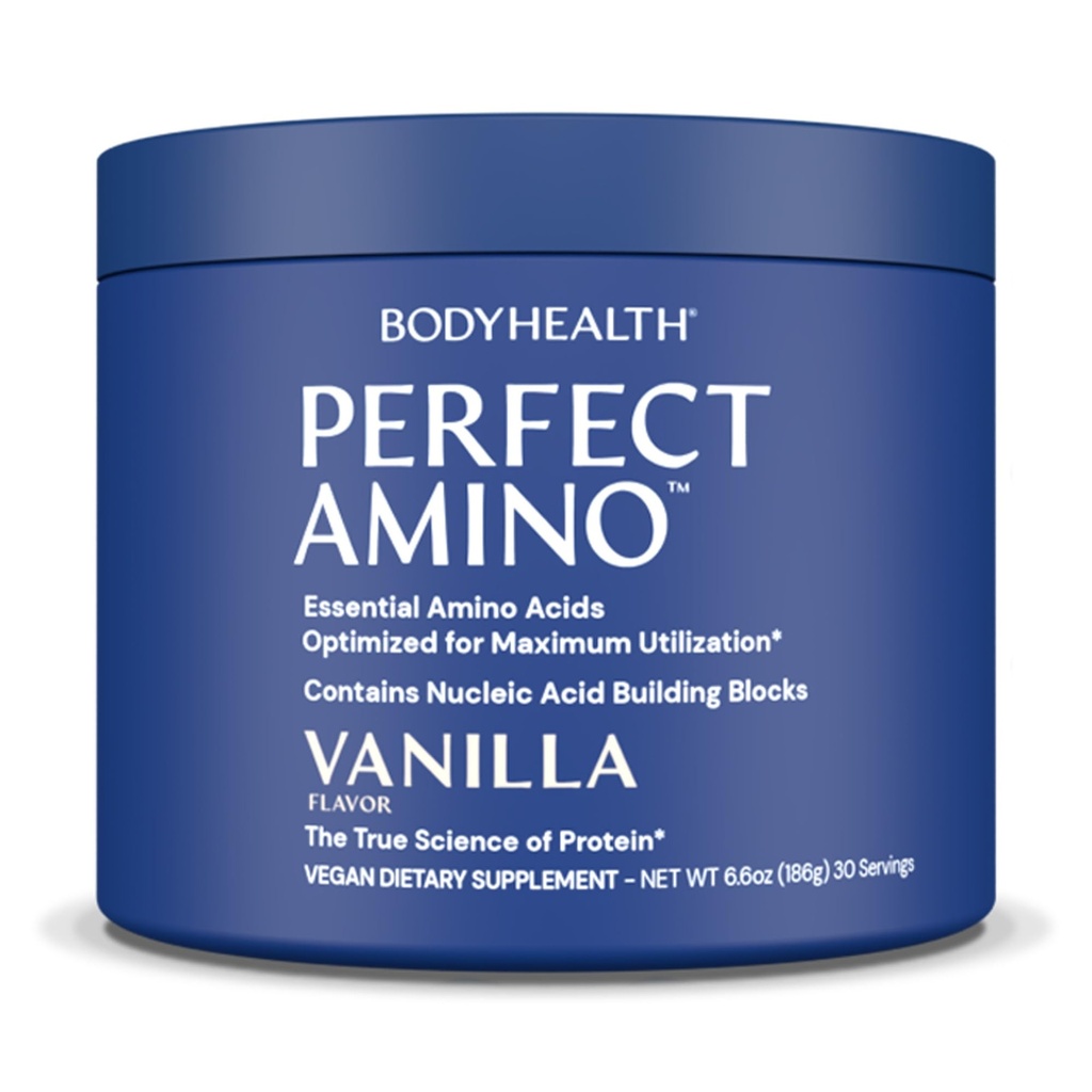 TeloHealth PerfectAmino Powder - BCAA a EAA Powder pre pre a po tréningu - Aminokyselinový nápoj pre mužov a ženy na podporu chudého svalstva a zotavenie - Vanilka - 30 porcií