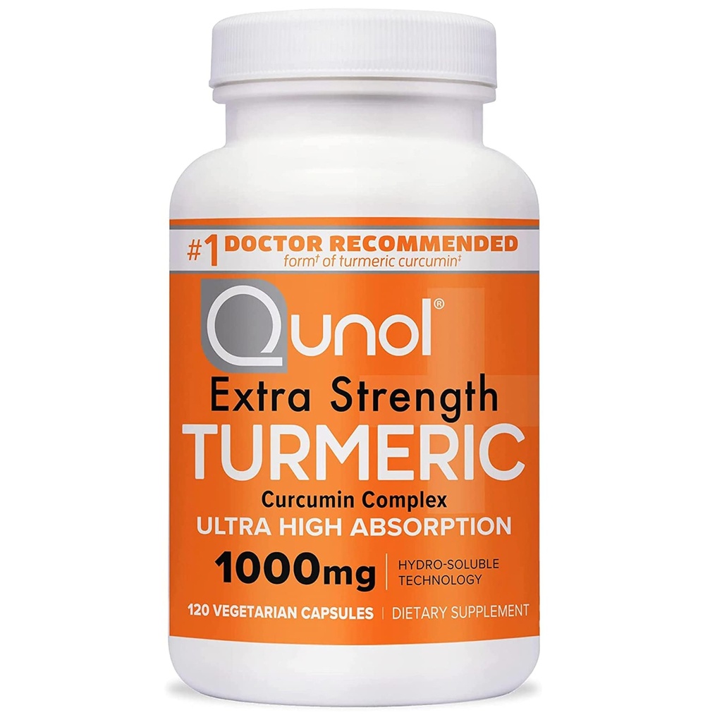 Qunol Turmeric Curcumin Supplement, Turmeric 1000mg With Ultra High Absorbtion, Joint Suppplement, Extra Strength Turmeric Capsules, 2 Month Supply, 120 Count (Pack of 1)