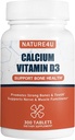 Vápnik 1000 mg s vitamínom D3, Bone Health Supplement for Adults, Support Muscel Nerve Health and Calcium Absorbtion, 300 tabliet