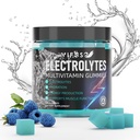 Elektrolyty Gumies No Sugar, 120 Žuvacia Electrolyte Gummies so 6 Elektrolytami pre bežcov a Endurance Sports, Občerstvenie Modrá Malina, Hydratácia Electrolyte Chews, 1 balenie