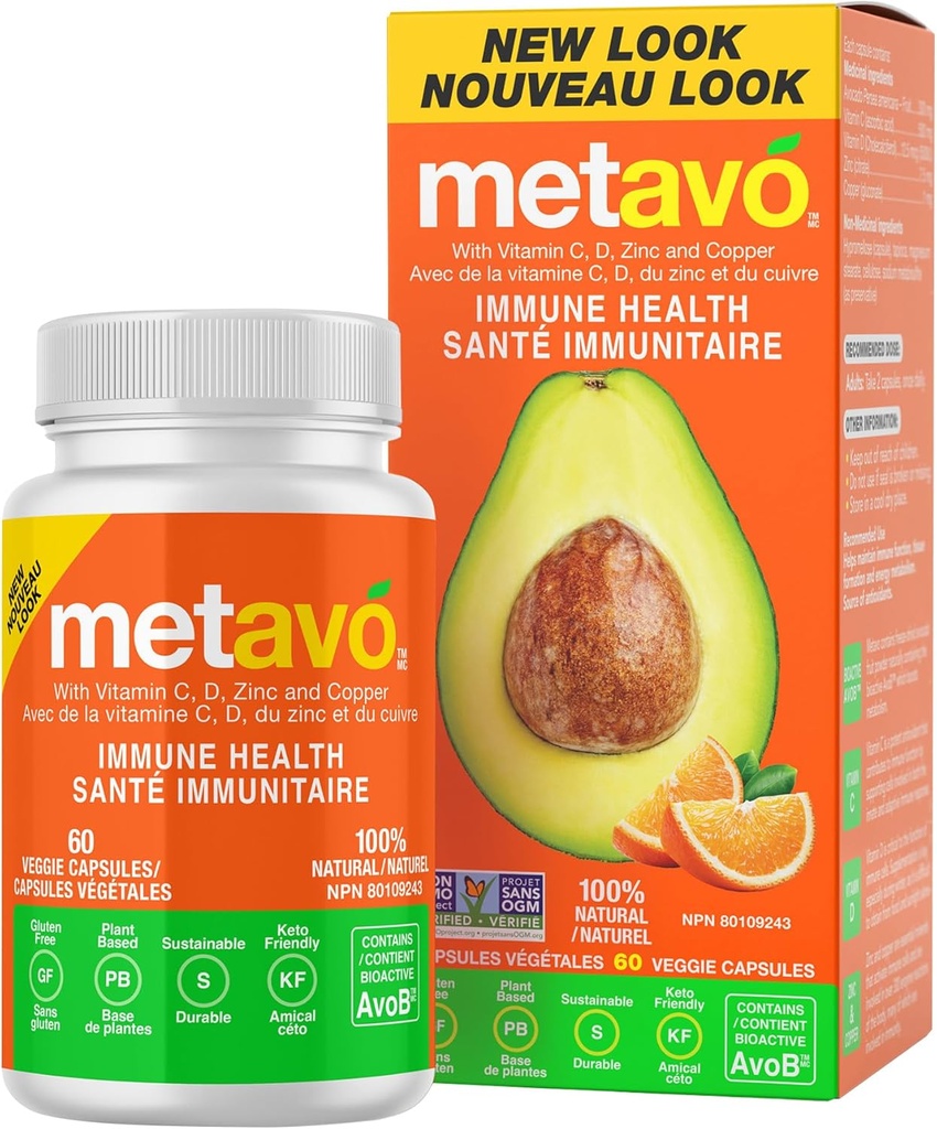 Metavo Immune Health - Natural Immune Suplement, Essential Zinok Doplnky pre mužov a ženy obohatené o vitamín C, D & Copper, 60 Vegan Kapsule, 30 Servivné