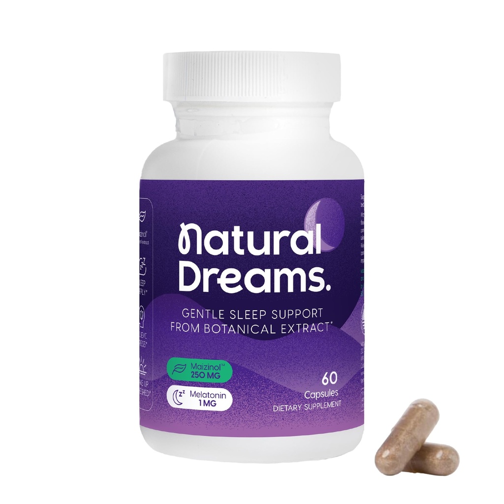 Univera 1mg Melatonin, prírodné sny, botanické a bylinné zložky, podpora kvality spánku, osvieženie ráno, 250mg Maizinol, spánková pomoc (60 kapsúl, 30 dní dodávky)