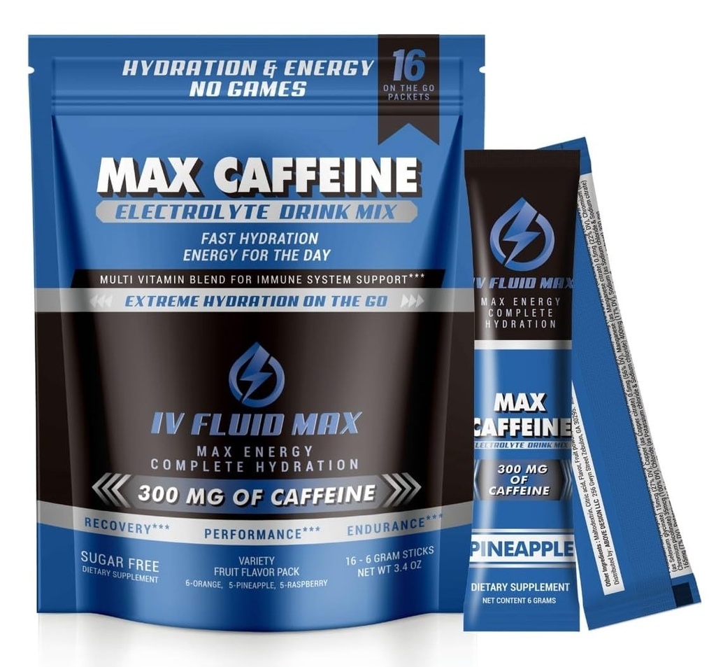 Hydratácia Zrýchlenie - 300 mg Kofeínu - Elektrolytu + Energetického nápoja Mix - Preworkout/Recovery Drink