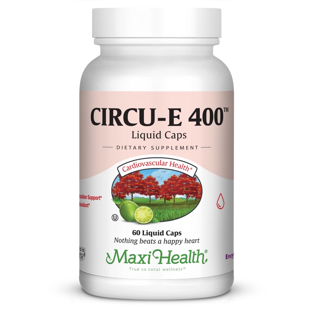 Maxi Health Circu-E 400 IU - Prírodný vitamín E - Body's Defense System Support - 60 Kapsule - Košer