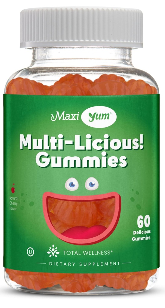 Maxi Zdravie Multivitamínové Gummy Vitamíny pre dospelých a deti - Cherry Ochutené Gummy Multivitamíny - 60 Vitamínové Gummy pre ženy a mužov - Denne Multi Vitamínové ženy a muži Multivitamíny Gummy