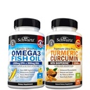 Trojitá sila Omega 3 Rybí olej Softgels (2 mesiace dodávky) Plus kurkumín s čiernym paprikam extrakt 1500mg komplex (2 mesiace dodávky)