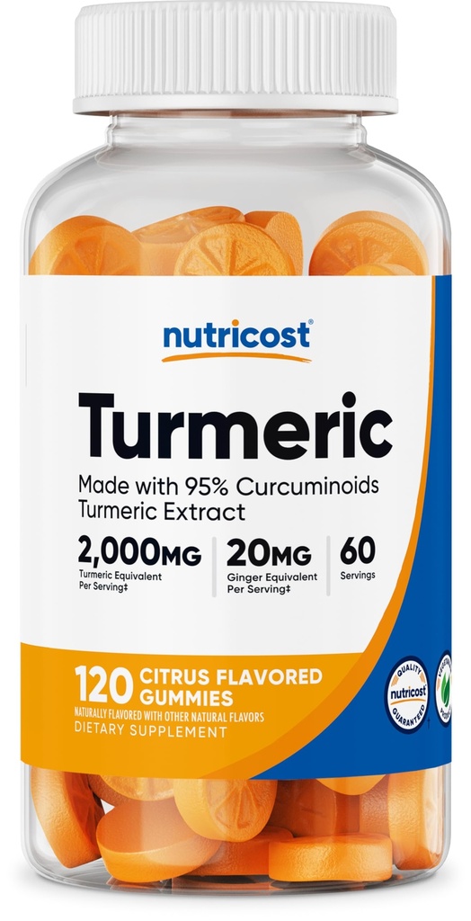 Nutricost Turmeric Gummies 2,000mg Tumeric per Serving (120 Gummies) - 60 Servings