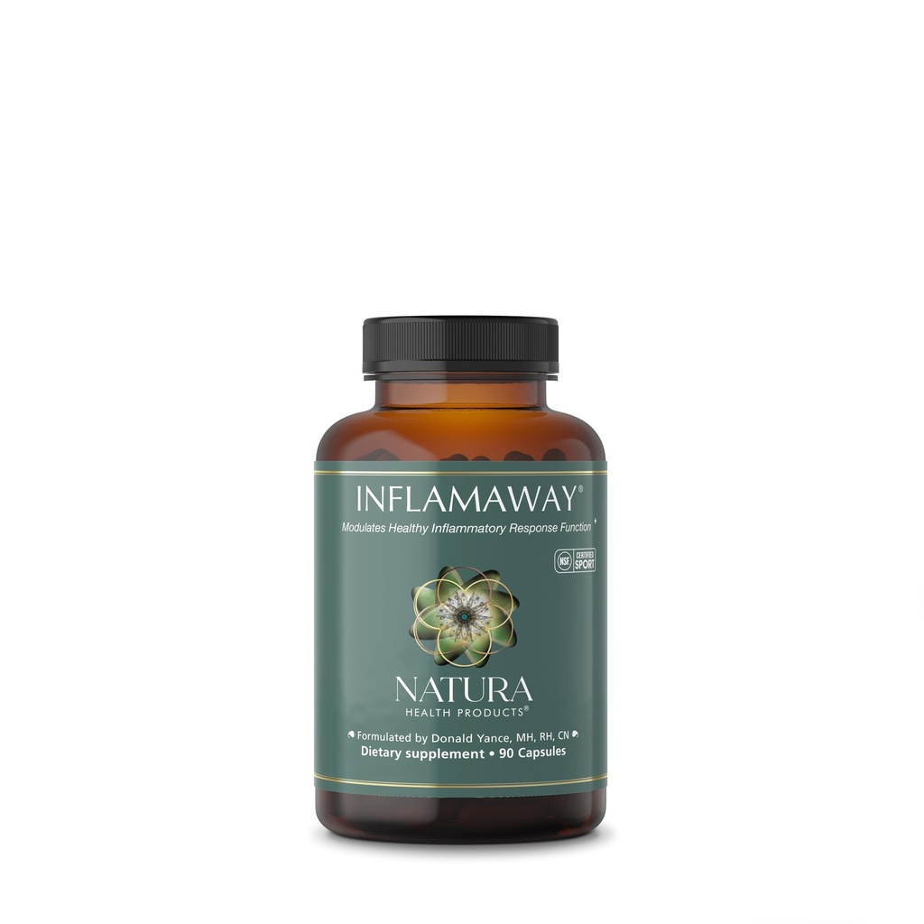 Natura Health Products InflamAway Supplement - Modulate a Healthy Inflammatory Response - Featuring Boswellia Serrata, Bromelain, Ginger, Black Pepper (BioPerine) and Chinese Skullcap (90 Kapsule)