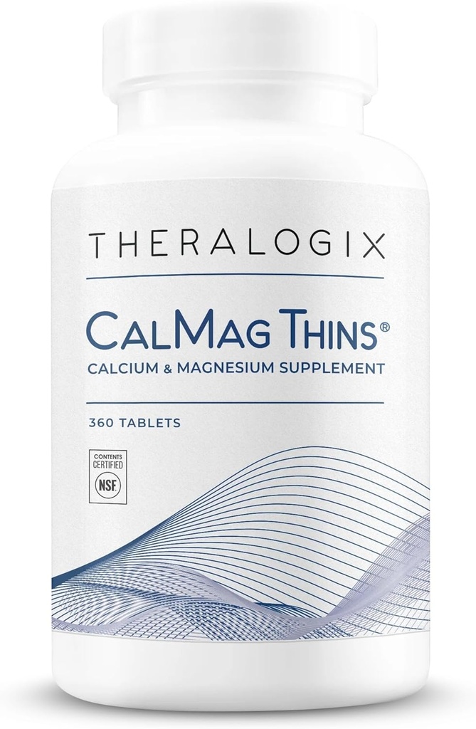 Theralogix CalMag Thins Calcium & Magnézium Supplement - Bone Suplement for Women & Muži - Obsahuje 200 mg vápnika a 50 mg horčíka - NSF Certified - 360 tabliet