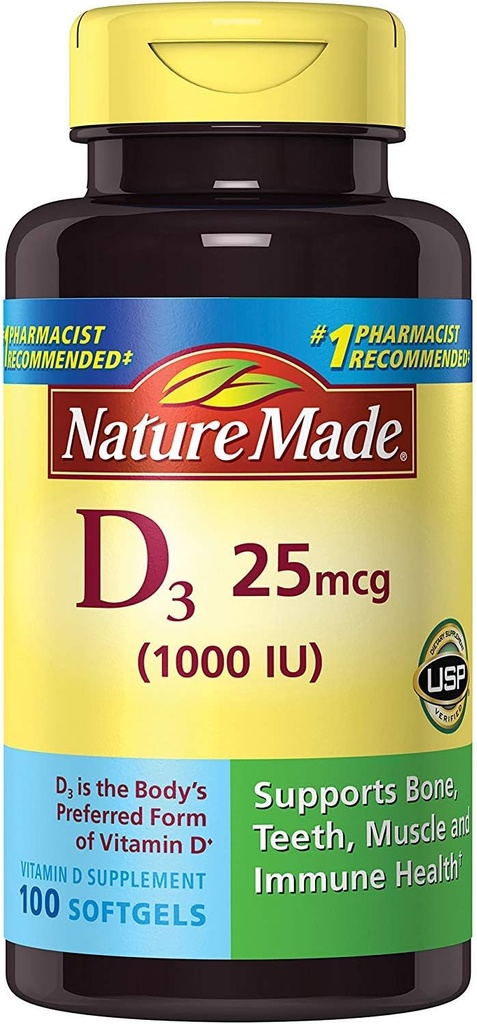 Príroda Made Vit D-3 1000Iu, 100 CT (Pack of 3)