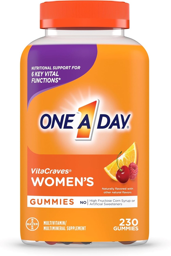 Jeden deň Ženy Multivitamínové Gumies, Multivitamín pre ženy s vitamínom A, C, E, Vitamín D a zinok pre podporu imunitného zdravia, 230 počet