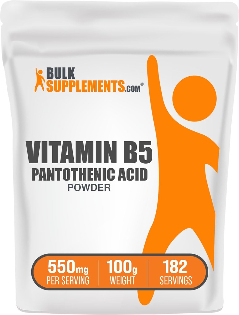 BulkSupplementments.com vitamín B5 prášok - ako kalciumpantotenát, B5 vitamíny - bez lepidla, 500 mg vitamínu B5 kyselina pantoténová na porciu, 100g (3,5 oz) (balenie 1)